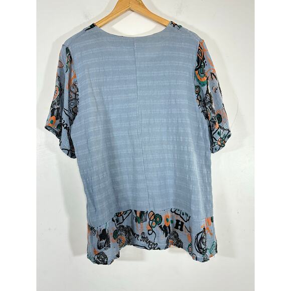 MADE IN ITALY Linen lagenlook artsy top Womans Large - Picture 6 of 7